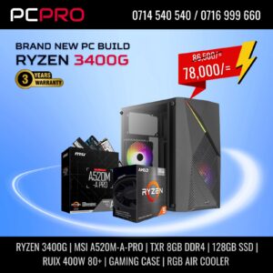 PCPRO AMD RYZEN 5 3400G PREBUILT DESKTOP COMPUTER